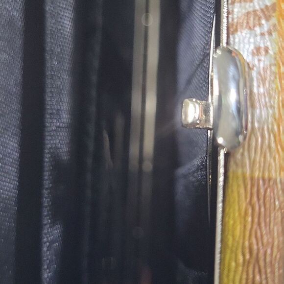 NWOT rare Vintage metal frame faux leather animal print patchwork clip wallet - Picture 7 of 7